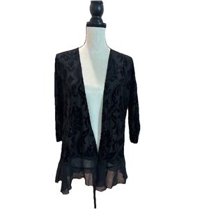 Maurices 0x Black Semi Sheer Velvet Burnout Cardigan Sz 14 Kimono Fairygoth